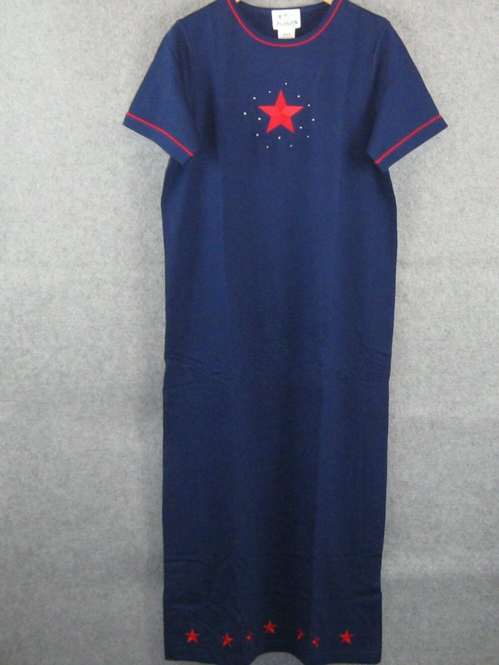 Quacker Factory French Terry Star Dress Sz M Navy